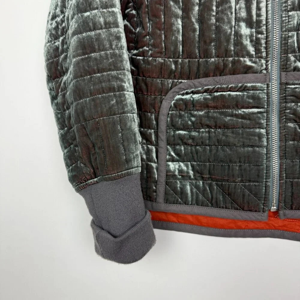 Anthropologie Hei Hei Velvet Relaxed Quilted Jacket Grey XS - Picture 5 of 10